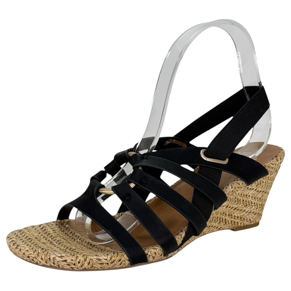 White Mountain Ataps Black Faux Leather Strappy Womens Sandals Size 8M - Picture 2 of 15